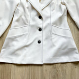 Vintage 70s Ship Mates White w/ Black Stitch Polyester Leisure Suit / Disco Jacket (Womens S/M)