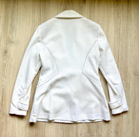 Vintage 70s Ship Mates White w/ Black Stitch Polyester Leisure Suit / Disco Jacket (Womens S/M)