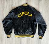 Vintage 80s Cibola High School Black Satin Windbreaker/ Bomber Jacket (Men's Large)
