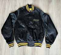 Vintage 80s Cibola High School Black Satin Windbreaker/ Bomber Jacket (Men's Large)
