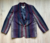 Vintage 80s Inner Visions Purple/Gray/Navy Striped Blazer (Womens M/L)