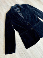 Vintage 80s Black Crushed Velvet Blazer / Sport Coat (Womens XS/S)