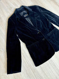Vintage 80s Black Crushed Velvet Blazer / Sport Coat (Womens XS/S)