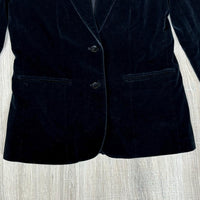 Vintage 80s Black Crushed Velvet Blazer / Sport Coat (Womens XS/S)