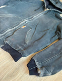 Vintage 90s Black Carhartt Faded & Distressed Hooded Jacket (Men's Medium)