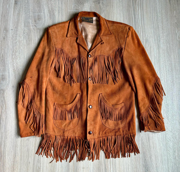 Vintage 60s Deerskin Suede / Leather Fringed Jacket (Size Small - 38 Chest)
