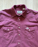 Large - Classic Wrangler / Jaguar Solid Maroon Western Pearlsnap Thick Workwear Shirt