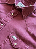 Large - Classic Wrangler / Jaguar Solid Maroon Western Pearlsnap Thick Workwear Shirt