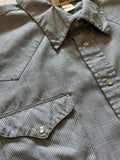 2X - Vintage 90s Ruddock Black & Gray Herringbone / Plaid Pearlsnap Shirt