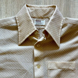 Medium - Vintage 70s Montgomery Ward Beige Polyester Textured Button Up Disco Shirt