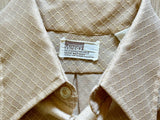 Medium - Vintage 70s Montgomery Ward Beige Polyester Textured Button Up Disco Shirt
