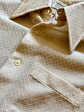 Medium - Vintage 70s Montgomery Ward Beige Polyester Textured Button Up Disco Shirt