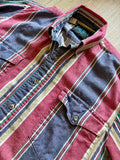 Sm/Med - Vintage 90s Lone Roo by Roper Pastel Striped Cotton Western Button-Up Shirt