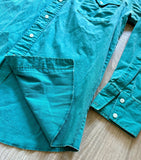 Medium - Vintage 90s Panhandle Slim Solid Turquoise Button Up Western Brush Popper Shirt