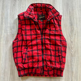 Sm/Med - Vintage 90s Continental Red / Black Buffalo Plaid Striped Flannel Vest