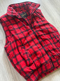 Sm/Med - Vintage 90s Continental Red / Black Buffalo Plaid Striped Flannel Vest