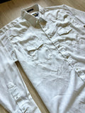 XL - Classic Panhandle Slim White Striped Polyester Pearlsnap Shirt
