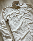 Large - Vintage 80s ATB Western Solid Cream Pearlsnap Shirt