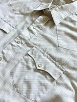 Med/Lrg - Vintage 80s ATB Western Cream Thin Lined Plaid Short Sleeve Pearlsnap Shirt