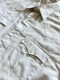 Med/Lrg - Vintage 80s ATB Western Cream Thin Lined Plaid Short Sleeve Pearlsnap Shirt