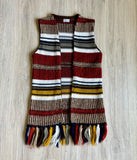 Women's Small - Vintage 60s Striped Crochet Fringe Vest