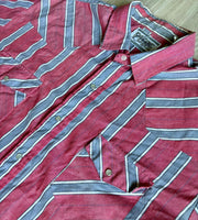 L/XL - Vintage 90s Pure Country Pink/Gray Striped Pearlsnap Western Shirt