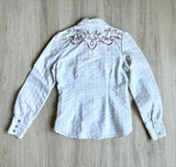 Small - Classic Roper Chain Stitch / Striped White Pearlsnap Western Shirt