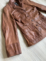 Classic Y2K Mossimo Brown Leather Overcoat (Size XS/Sm)