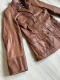 Classic Y2K Mossimo Brown Leather Overcoat (Size XS/Sm)