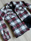 XS - Vintage 90s MTO Quilt Lined Maroon/Black/White Plaid Flannel Button-Up Shirt / Jacket / Shacket