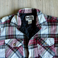 XS - Vintage 90s MTO Quilt Lined Maroon/Black/White Plaid Flannel Button-Up Shirt / Jacket / Shacket