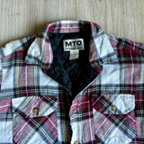 XS - Vintage 90s MTO Quilt Lined Maroon/Black/White Plaid Flannel Button-Up Shirt / Jacket / Shacket