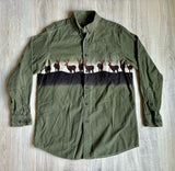 Med/Lrg - Vintage 90s Woolrich Olive Green Deer / Hunting Button Up Shirt