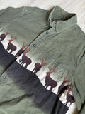 Med/Lrg - Vintage 90s Woolrich Olive Green Deer / Hunting Button Up Shirt