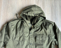 Large - Vintage 80s Olive Green / Fleece Lined Hooded Parka / Jacket