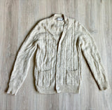 Small - Vintage 80s Sears Cream Wool Cardigan / Button Up Sweater