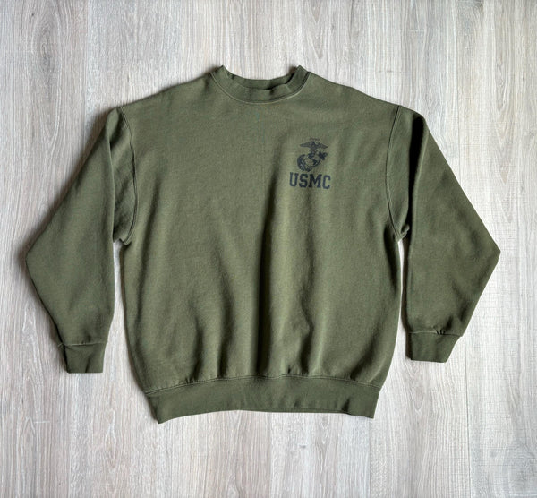 Med/Lrg - Vintage 90s USMC / US Marines Olive Green Sweatshirt