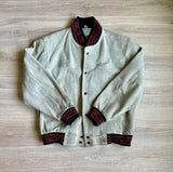 Large - Vintage 90s Pioneer Wear Gray Surde Leather / Aztec Western Rodeo Bomber Jacket