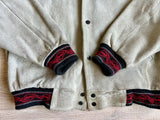 Large - Vintage 90s Pioneer Wear Gray Surde Leather / Aztec Western Rodeo Bomber Jacket