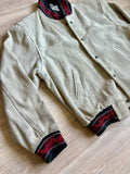 Large - Vintage 90s Pioneer Wear Gray Surde Leather / Aztec Western Rodeo Bomber Jacket