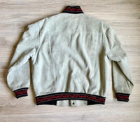 Large - Vintage 90s Pioneer Wear Gray Surde Leather / Aztec Western Rodeo Bomber Jacket