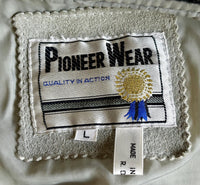 Large - Vintage 90s Pioneer Wear Gray Surde Leather / Aztec Western Rodeo Bomber Jacket