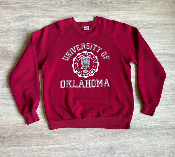 Medium - Vintage 80s Oklahoma University / OU Sooners Maroon Sweatshirt