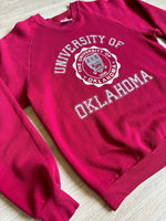 Medium - Vintage 80s Oklahoma University / OU Sooners Maroon Sweatshirt