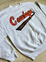 Medium - Vintage 90s Oklahoma State Cowboys Script Patch Lt. Gray Sweatshirt