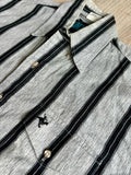 Med/Lrg - Vintage 90s Lone Roo by Roper Gray/Black Striped Button Up Western Shirt