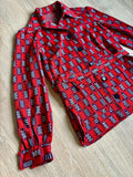 Medium - Vintage 70s Red/Blue Abstract Plaid Button Up Leisure Shirt
