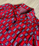 Medium - Vintage 70s Red/Blue Abstract Plaid Button Up Leisure Shirt
