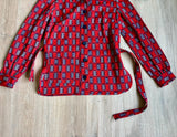 Medium - Vintage 70s Red/Blue Abstract Plaid Button Up Leisure Shirt