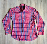 Medium - Vintage 80s Wrangler Pink Plaid Western Button-Up Shirt